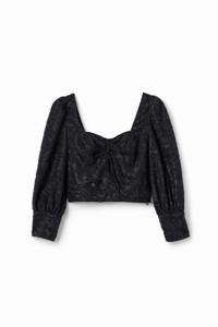 Korte glimmende korset-blouse - BLACK - L