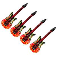 Opblaasbaar gitaar - 4x - met vlammen - 100 cm - speelgoed gitaar