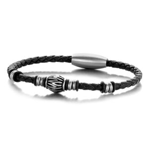 Frank 1967 7FB 0302 Armband staal/leder zwart 21 cm