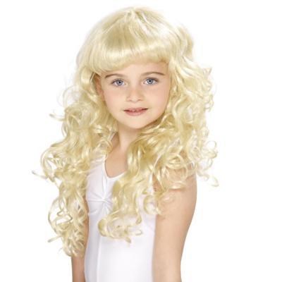 Kinderprui - Carnaval - voor meisjes - Lange blonde haren - met krullen en pony