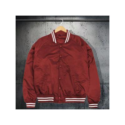 Men's Red Varsity Bomber Jacket - Waterproof Winter Baseball Coat Burgundy / S