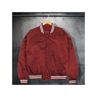 Men's Red Varsity Bomber Jacket - Waterproof Winter Baseball Coat Burgundy / S