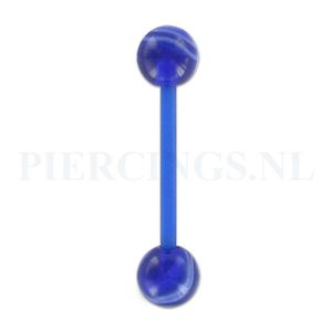 Tongpiercing flexibel marmer blauw