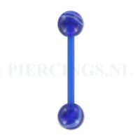 Tongpiercing flexibel marmer blauw