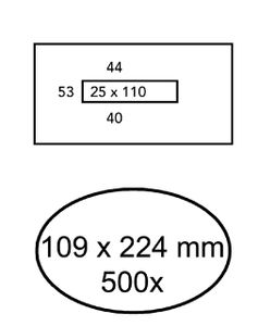 Envelop Quantore 109x224mm midden venster 25x110mm 500st