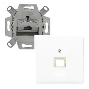 Jung CD500 Cat6 wandcontactdoos 1-voudig met inzetplaat wit