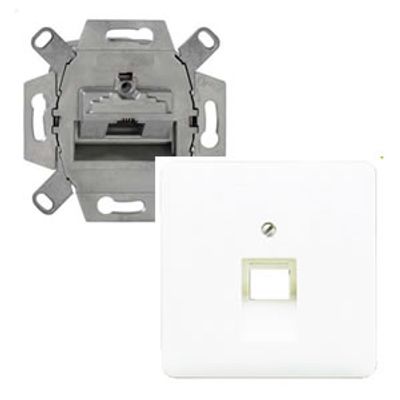 Jung CD500 Cat6 wandcontactdoos 1-voudig met inzetplaat wit