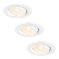 Set van 3 Malta LED inbouwspots - 5 Watt 400 lumen - 2700K warm wit - Dimbaar - Rond - Kantelbaar - IP44 waterdicht - Wit - Incl. Quick Connector box