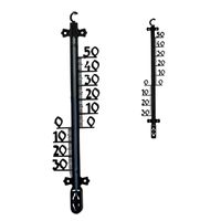 2x Buitenthermometers tuin / buiten zwart 25 cm en 65 cm - thumbnail