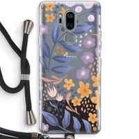 Flowers with blue leaves: LG G7 Thinq Transparant Hoesje met koord