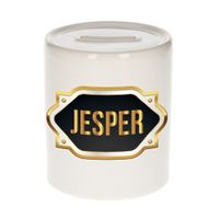 Naam cadeau spaarpot Jesper met gouden embleem