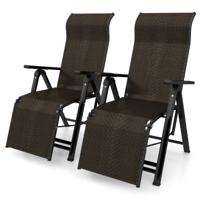 2 Opklapbare Rotan Stoelen Draagbare Fauteuil Stoelen met Brede Armen Bruin