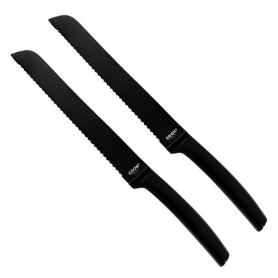 Cook Concept Precision broodmes - 2x - RVS - zwart - 33 cm - met kartels