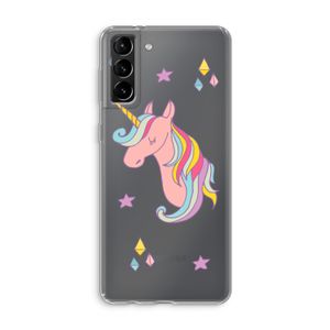 Roze eenhoorn: Samsung Galaxy S21 Plus Transparant Hoesje