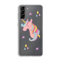 Roze eenhoorn: Samsung Galaxy S21 Plus Transparant Hoesje