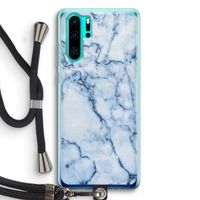 Blauw marmer: Huawei P30 Pro Transparant Hoesje met koord