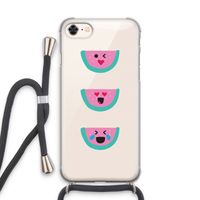 Smiley watermeloen: iPhone 8 Transparant Hoesje met koord