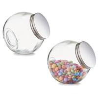 Zeller snoeppot - 2x - glas - 2200 ml - 18 x 12 cm - voorraadpot - ruime inhoud