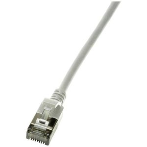 LogiLink CQ9072S RJ45 Netwerkkabel, patchkabel CAT 6A U/FTP 5.00 m Grijs Extreem dun, Vlambestendig, Flexibel, Folie afscherming, Halogeenvrij, Snagless,