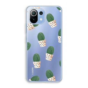 Cactusprint roze: Xiaomi Mi 11 Lite Transparant Hoesje