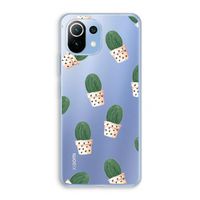 Cactusprint roze: Xiaomi Mi 11 Lite Transparant Hoesje