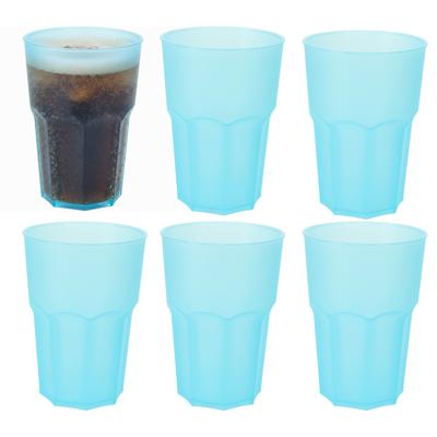 Drinkbekers - 6x - blauw - kunststof - 480 ml - onbreekbare camping en kinder bekers Drinkbekers - 6x - blauw - kunststof - 480 ml - onbreekbare camping en kinder bekers