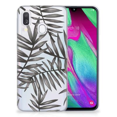 Samsung Galaxy A40 | TPU Case | Leaves Grey Samsung Galaxy A40 | TPU Case | Leaves Grey