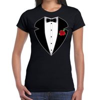 Gangster / maffia pak kostuum t-shirt zwart voor dames - thumbnail
