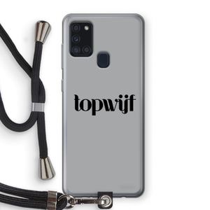 Topwijf Grijs Zwart: Samsung Galaxy A21s Transparant Hoesje met koord