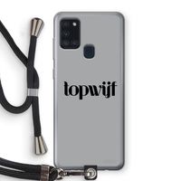 Topwijf Grijs Zwart: Samsung Galaxy A21s Transparant Hoesje met koord