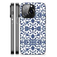 iPhone 14 Pro Bloemen Hoesje Flower Blue