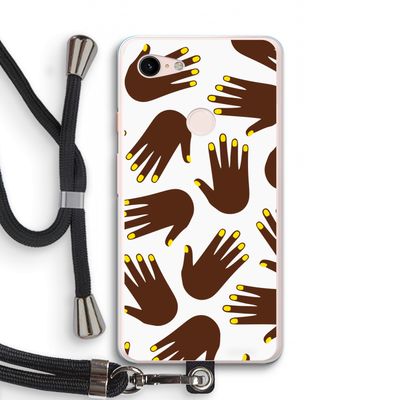 Hands dark: Pixel 3 XL Transparant Hoesje met koord