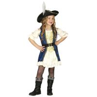Fiestas Guirca Carnaval verkleed Kapiteinspak piraat - voor meisjes - kinderen - jurk/hoed - thumbnail