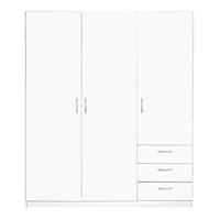Leen Bakker - Kledingkast Varia 3-deurs - 175x146x50 Cm - Spaanplaat - Wit