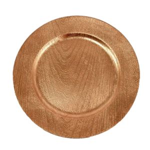 Kaarsenbord/kaarsenplateau - goud - houtlook - rond - D33 cm - Kaarsenplateaus