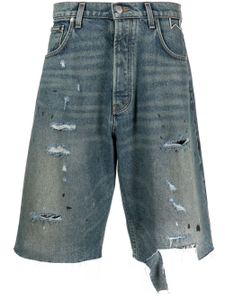 RHUDE short en jean à effet taches de peinture - Bleu