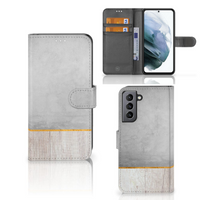 Samsung Galaxy S21 FE Book Style Case Wood Concrete - thumbnail