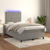 Boxspring met matras en LED fluweel lichtgrijs 120x200 cm