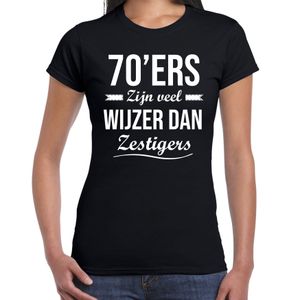 70ers zijn veel wijzer dan zestigers verjaardags t-shirt zwart voor dames 2XL  -