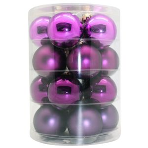 20x Paarse glazen kerstballen 6 cm glans en mat