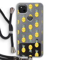 Ananas: Pixel 4a Transparant Hoesje met koord