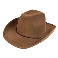 Boland Carnaval verkleed Cowboy hoed Utah - bruin - voor volwassenen - Western/explorer thema   -