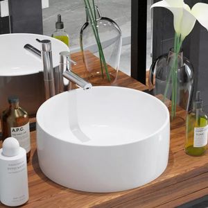VidaXL Wastafel rond wit 40x15 cm keramiek