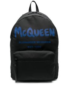 Alexander McQueen sac à dos bicolore à logo imprimé - Noir