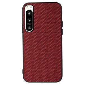 Sony Xperia 5 IV TPU Hoesje - Koolstofvezel - Rood