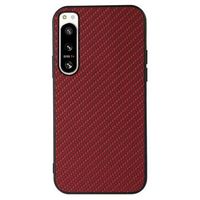 Sony Xperia 5 IV TPU Hoesje - Koolstofvezel - Rood