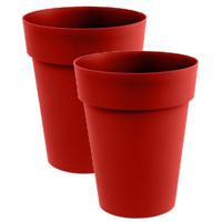 2x stuks eda toscane bloempot - kunststof - rood - d44 x h53 cm - binnen- en buitenshuis