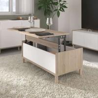 Tavolino sollevabile MORPHOS - L 100 x P 50 x H 43,6 cm - Rettangolare - Decoro Bianco / Rovere - PARISOT