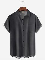Gradient Color Chest Pocket Short Sleeve Casual Shirt - thumbnail