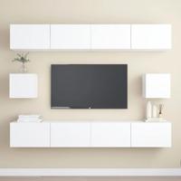 6-delige Tv-meubelset bewerkt hout wit